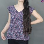 شومیز گلدار سرمه ای