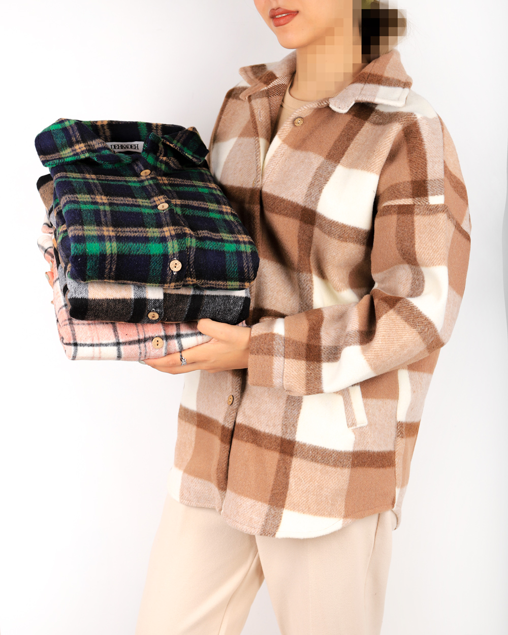 20241014104057__MG_9913 شکت زنانه چهارخونه پشت دکمه